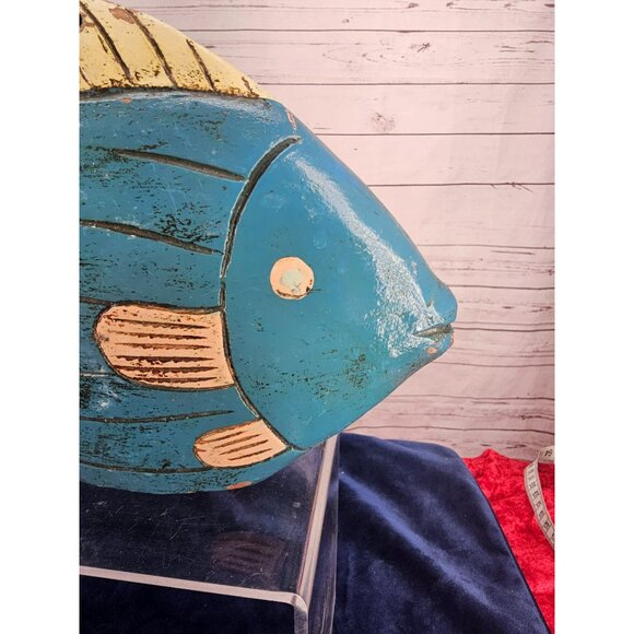 Wooden Handmade Fish Sculpture Home Decor Nautical‎ Beach Art Piece Rustic - Picture 8 of 12